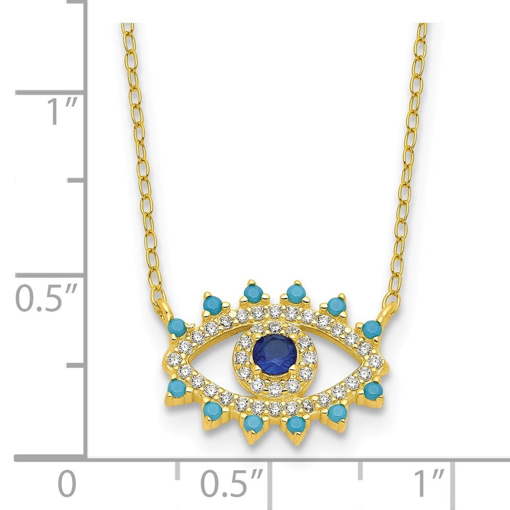18 Inch 925 Sterling Silver Evil Eye Necklace K2052