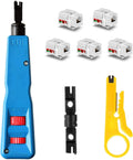Punch Down Tool Kit with 110 & BK Blade, 5PCS Cat6 RJ45 Keystone Jack, Network Wire Stripper Tool Kits U95702