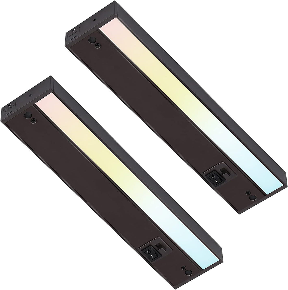 LED Under Cabinet Light, 12 Inch, 8W, Dimmable, Linkable, 3 Color Selectable, White Finish, Pack of 2 H237