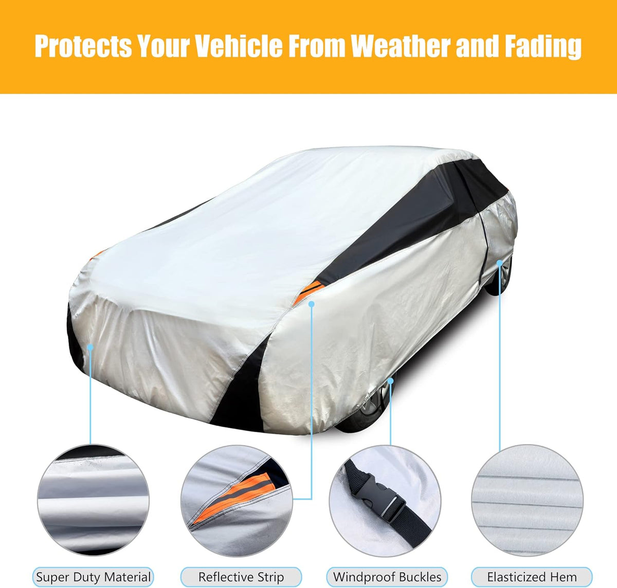 6 Layers Cotton Car Cover for Sedan Up to 177 M J679153