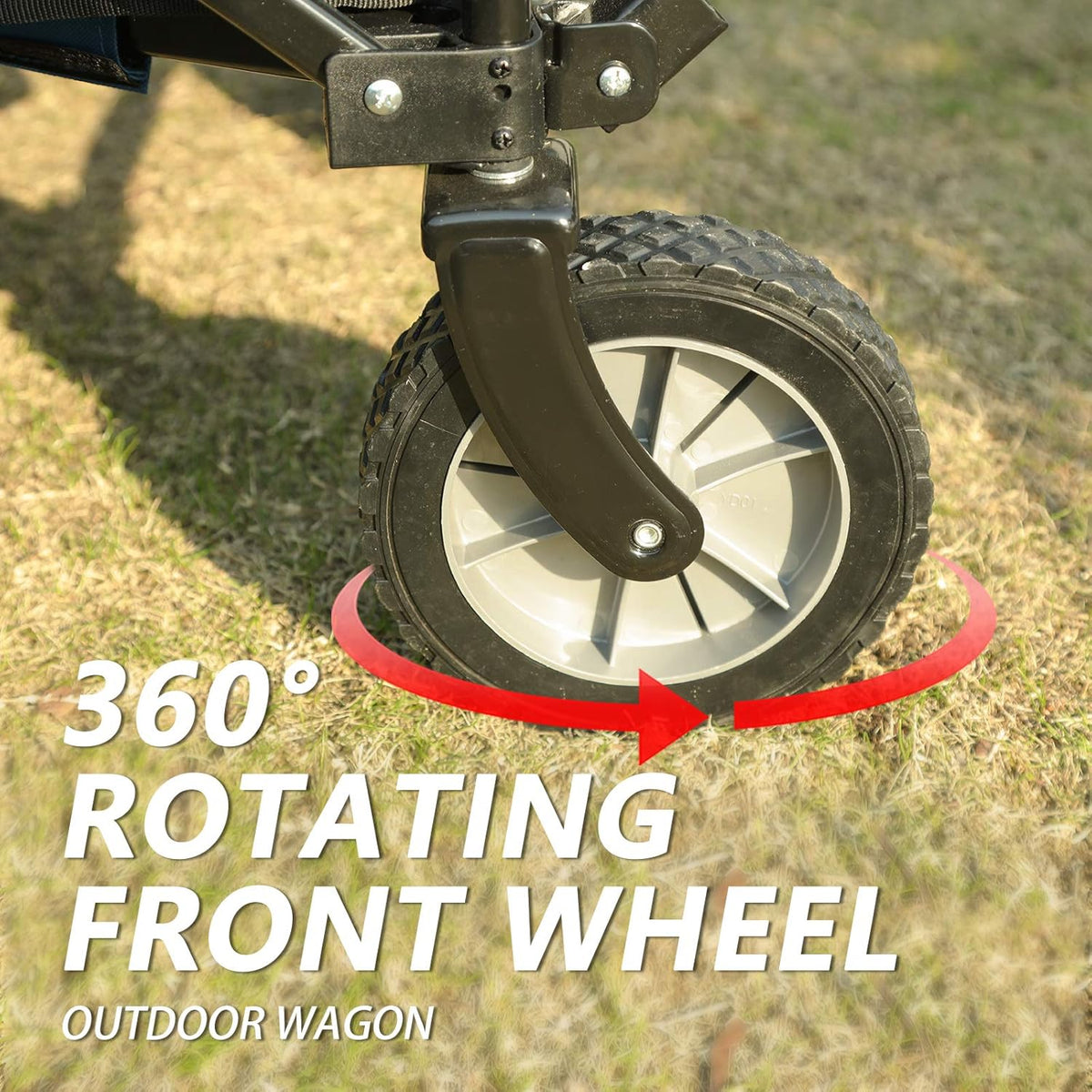 Collapsible Outdoor Folding Wagon Cart with Side Bag Cup Holder R773578