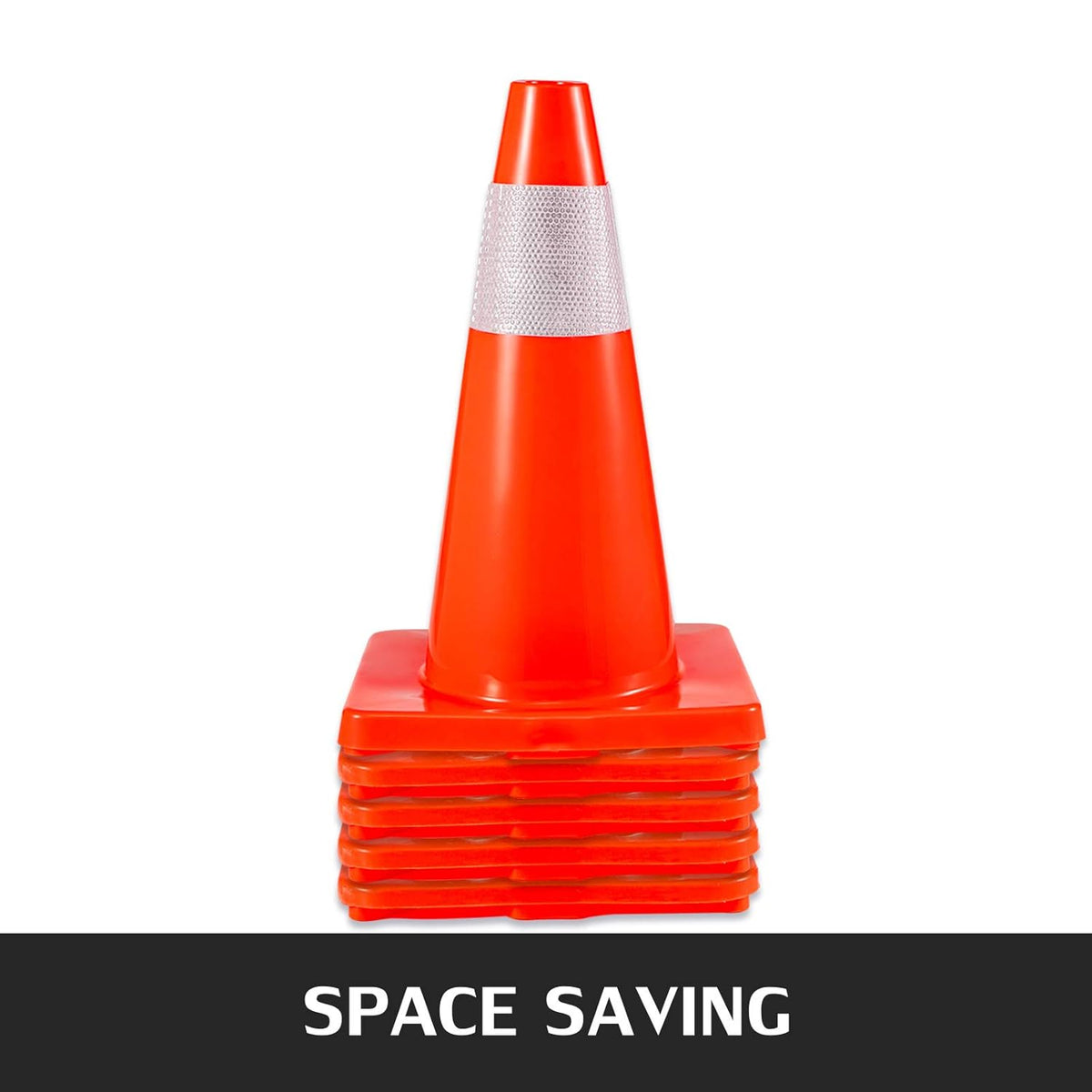 12 Pack 18" Orange Traffic Cones with Reflective Collars PVC Base G792940