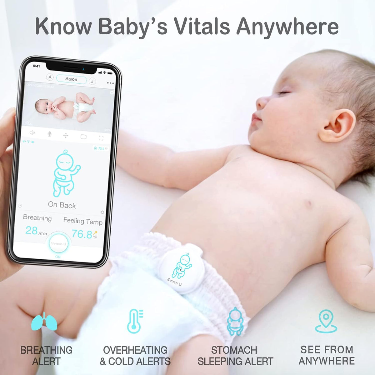 Green Video Baby Monitor with Breathing and Movement Sensor M256532
