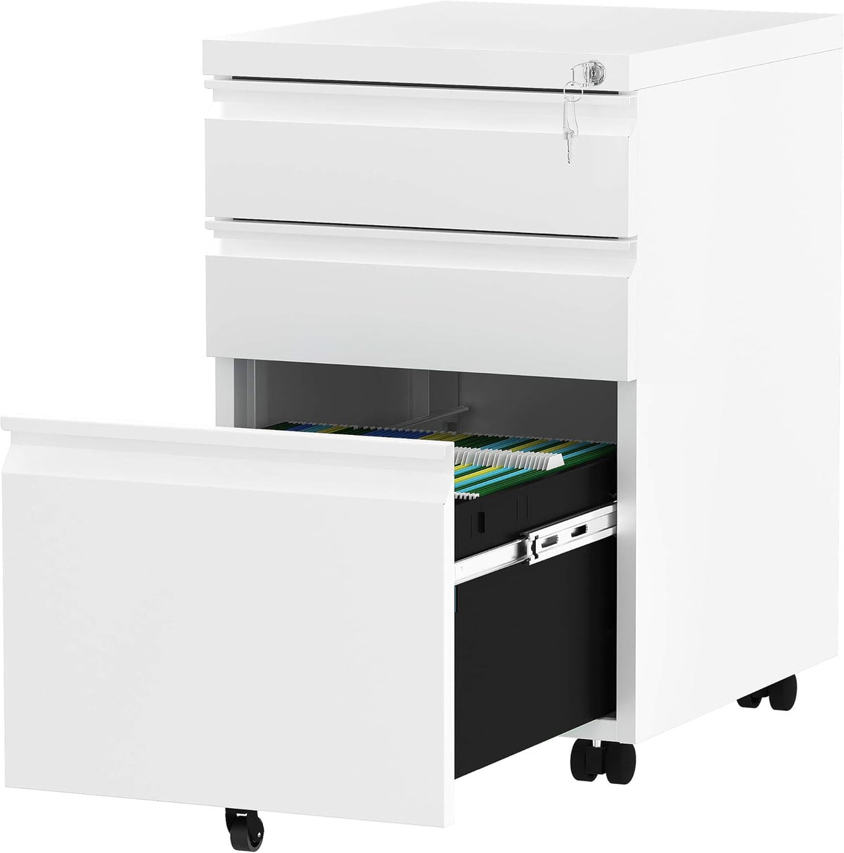 White 3-Drawer Metal File Cabinet R42016