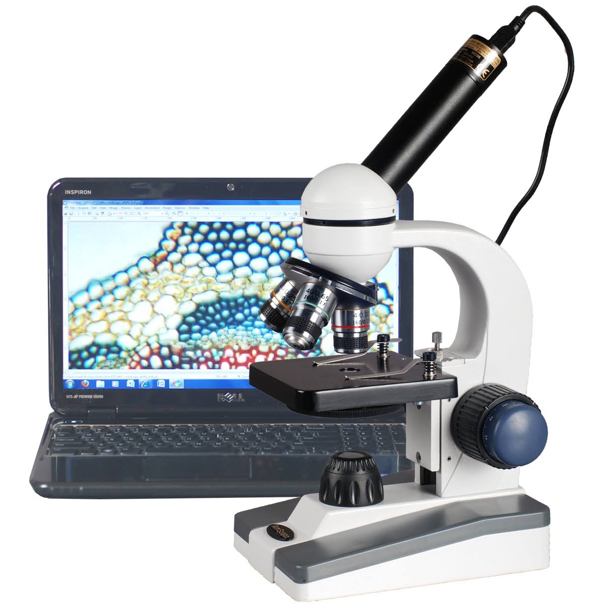 40X-1000X LED Coarse & Fine Focus Student Microscope with 5MP USB Camera L94128