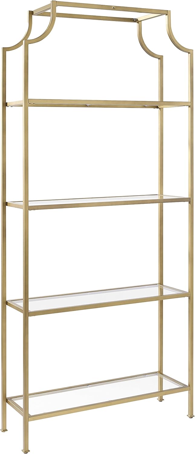 Gold and Glass Narrow Etagere Bookcase L289