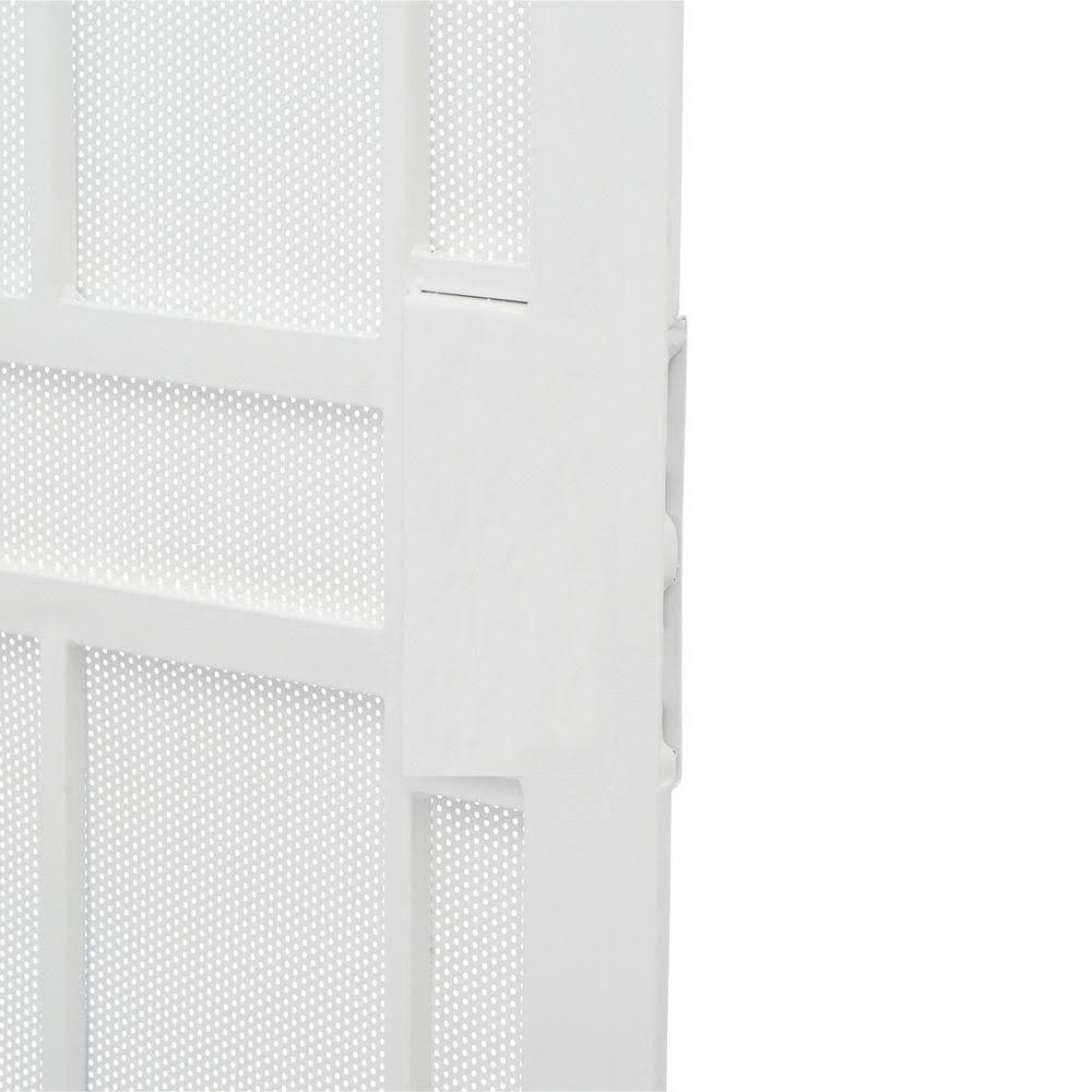 White Surface Mount Outswing Steel Security Door with Perforated Metal Screen E894