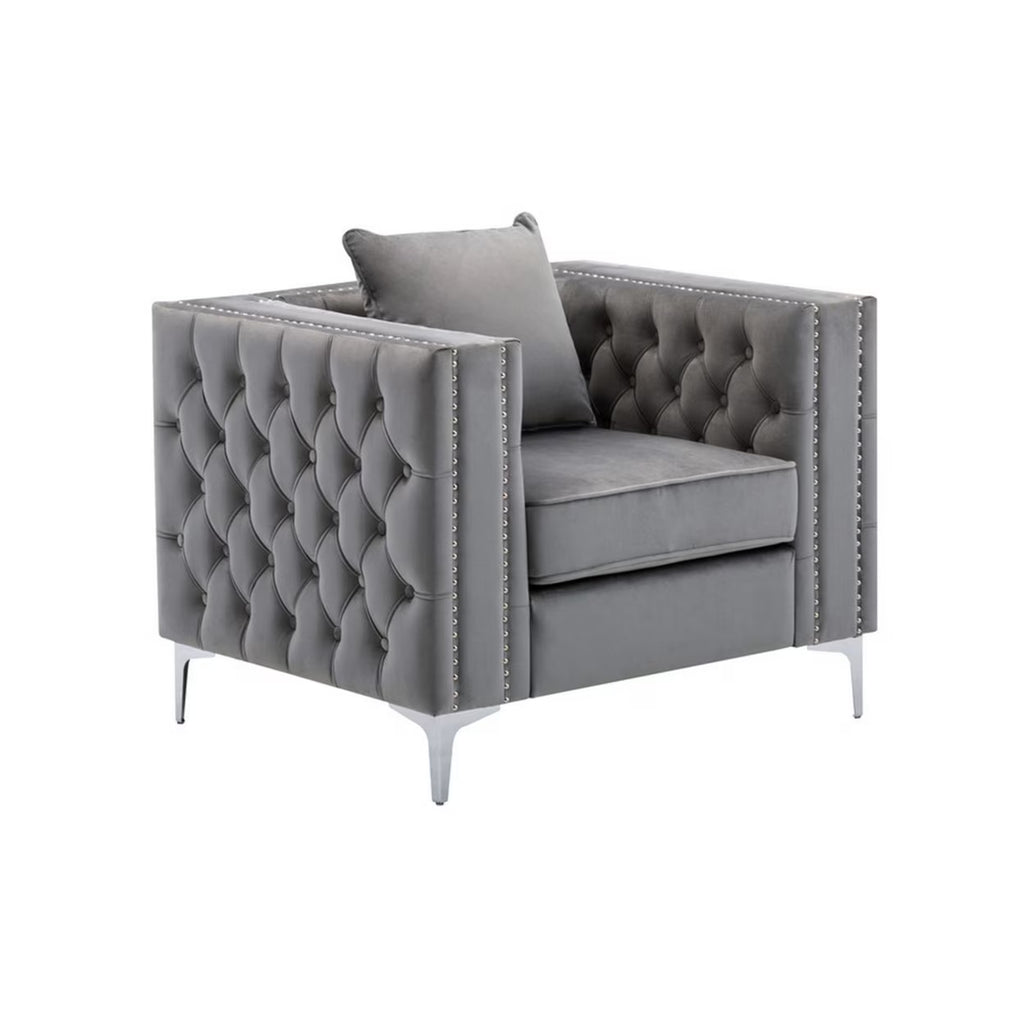 Gray Velvet Armchair D815