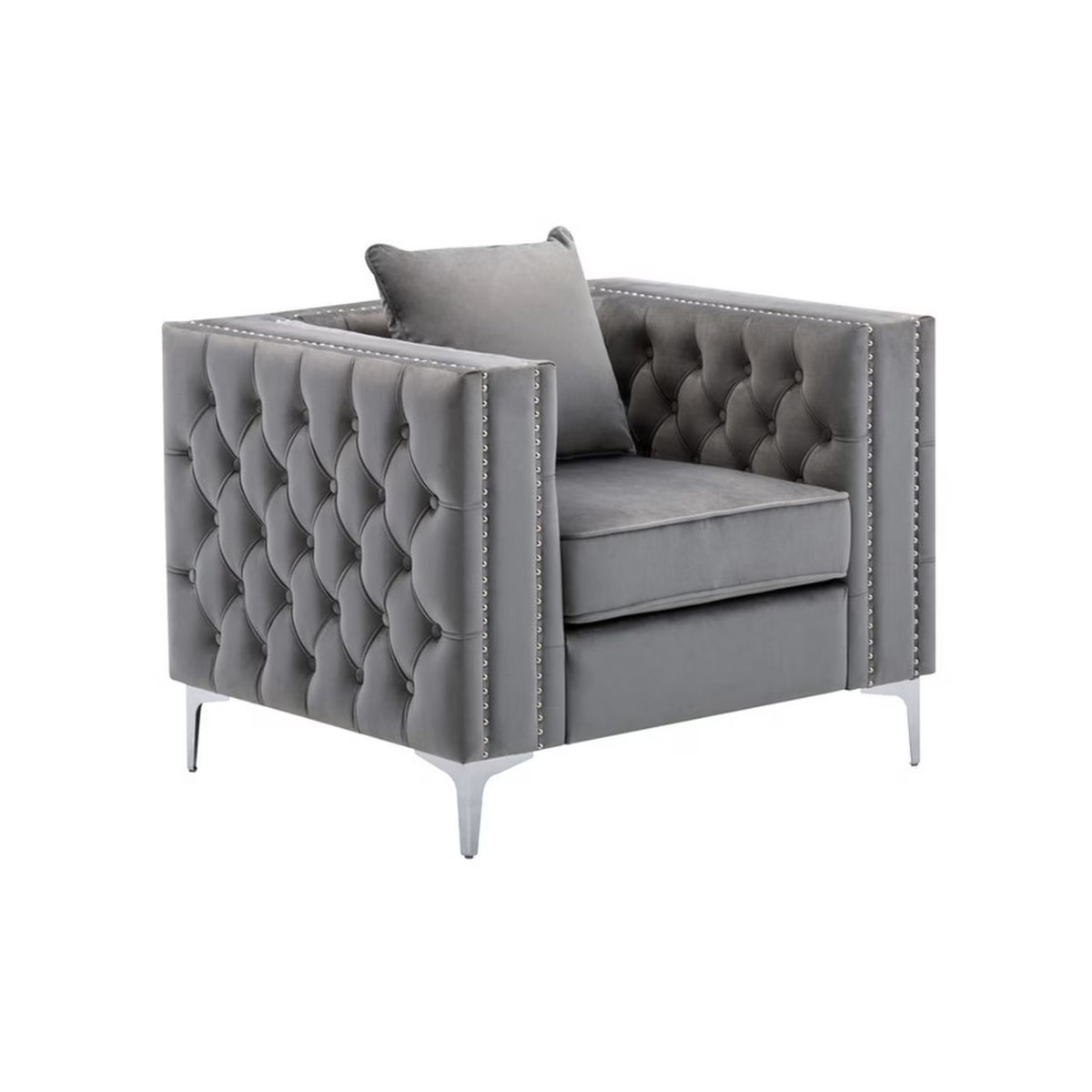 Gray Velvet Armchair D815