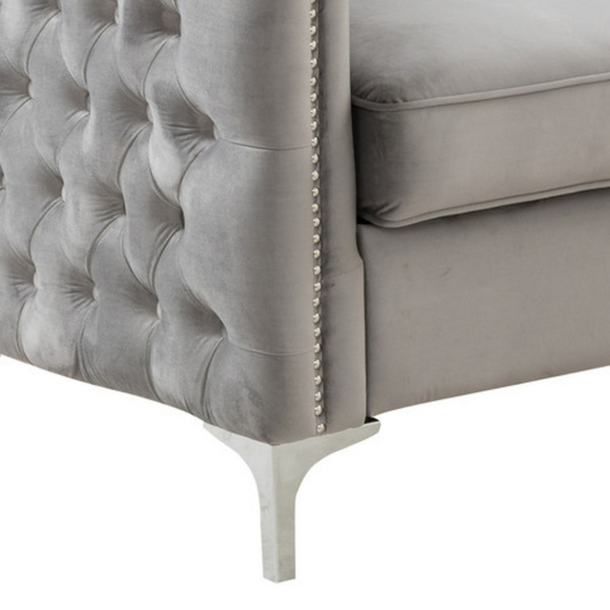 Gray Velvet Sofa Armchair with 1 Pillow S805