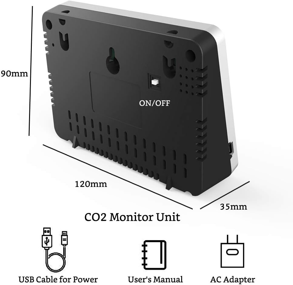 Indoor CO2 Meter, Temperature and Relative Humidity Carbon Dioxide Detector Q49274