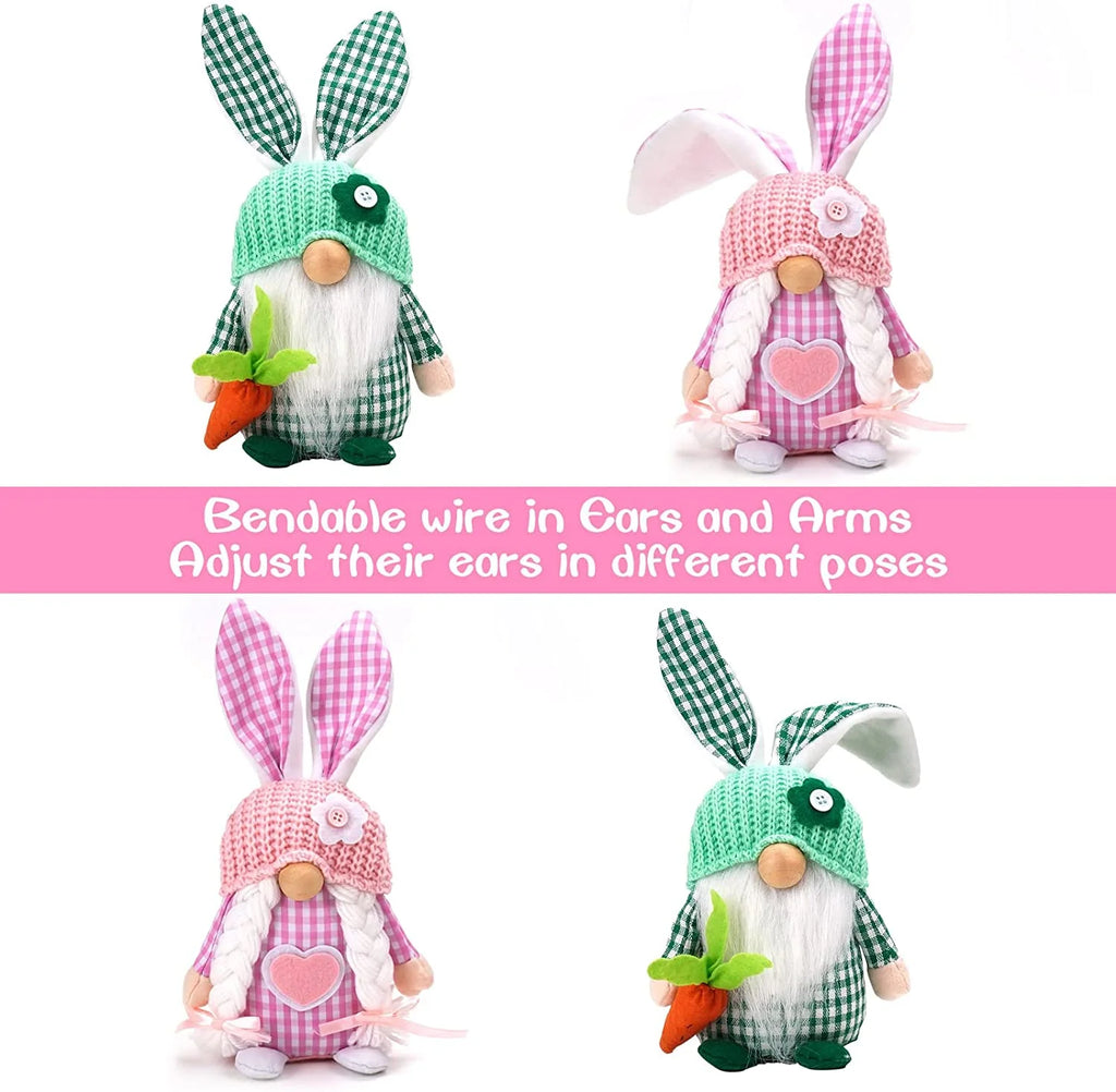 Easter Gnomes Decorations, 2 Pack Plush Gnome House Decor I3023