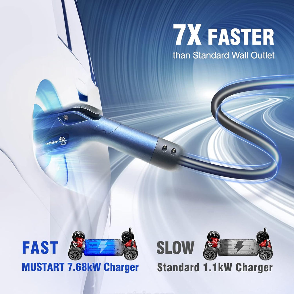 Portable EV Charger with 25ft Cable, 32 Amp Adjustable, NEMA 14-50P I791