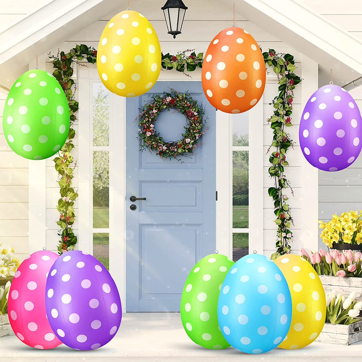 6 Pack 16" Inflatable Easter Eggs Outdoor Decor Y17817
