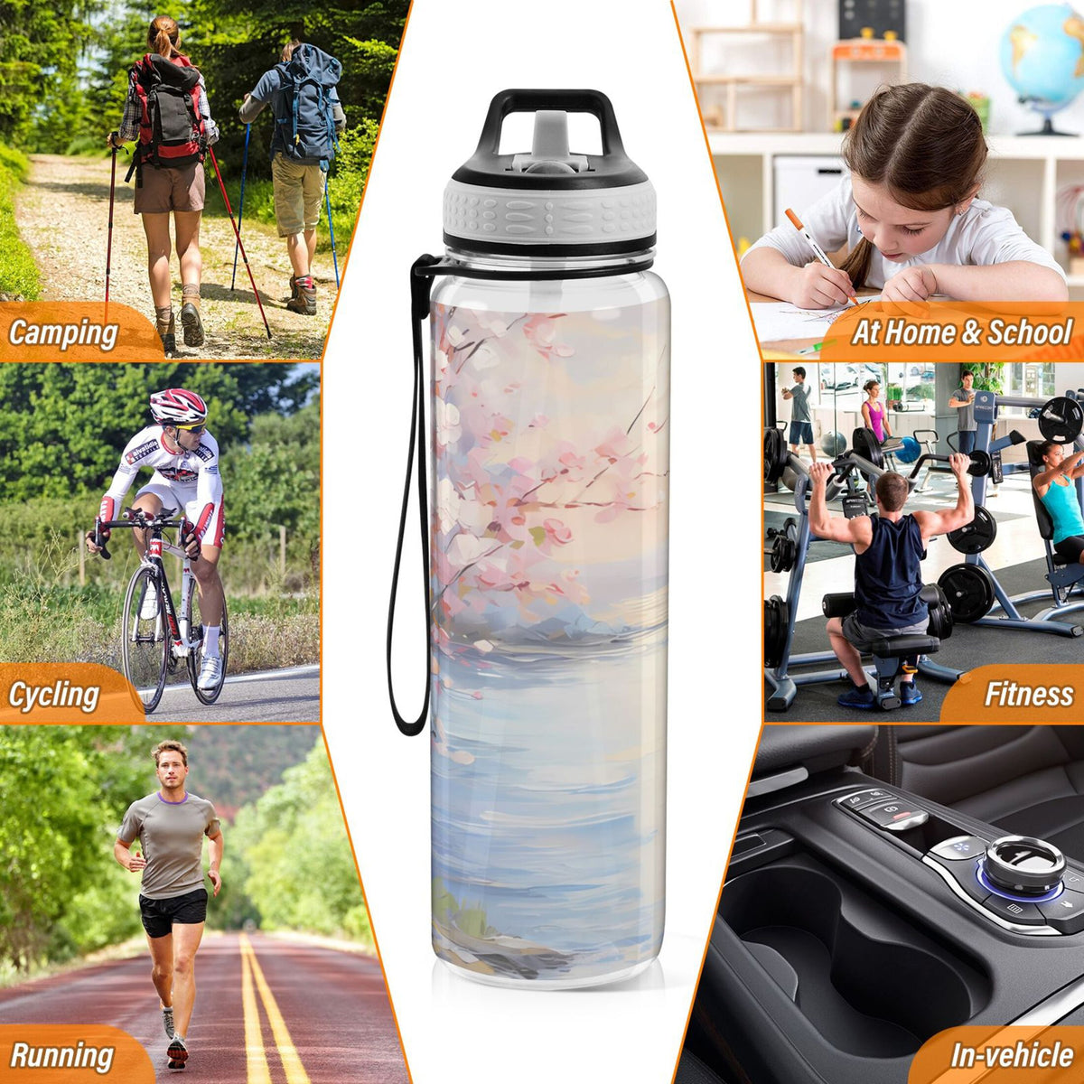 32oz Tritan Leakproof Clear Sports Water Bottle V8979