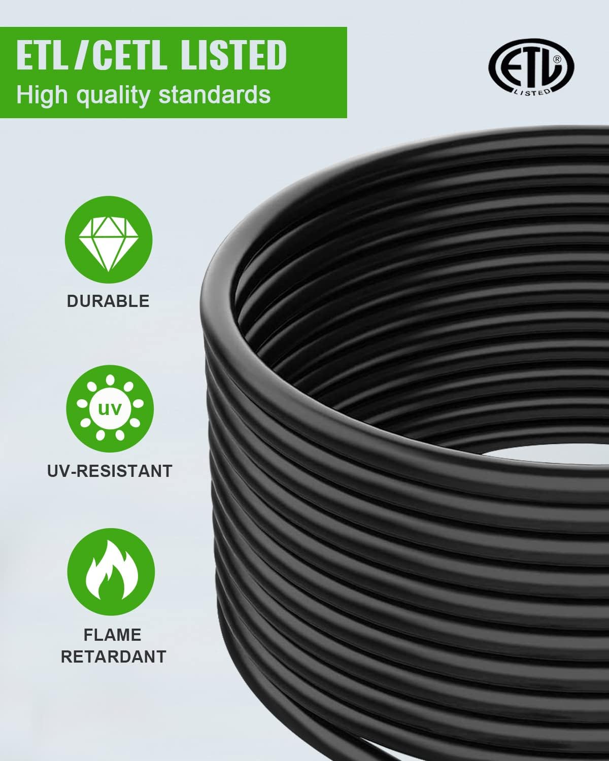 50 FT 50 Amp RV Extension Cord Power Supply Cable, Heavy Duty, 6AWG3C + 8AWG1C S5579