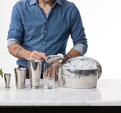 Stainless Steel Oval Ice Bucket with Scoop R258468