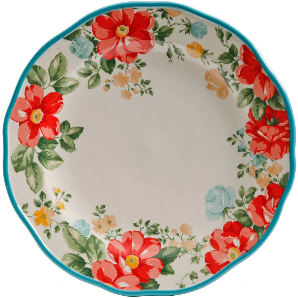 Vintage Floral 12-Piece Dinnerware Set, Teal Z3530
