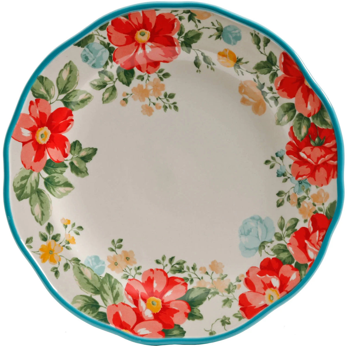 Vintage Floral 12-Piece Dinnerware Set, Teal Z3530