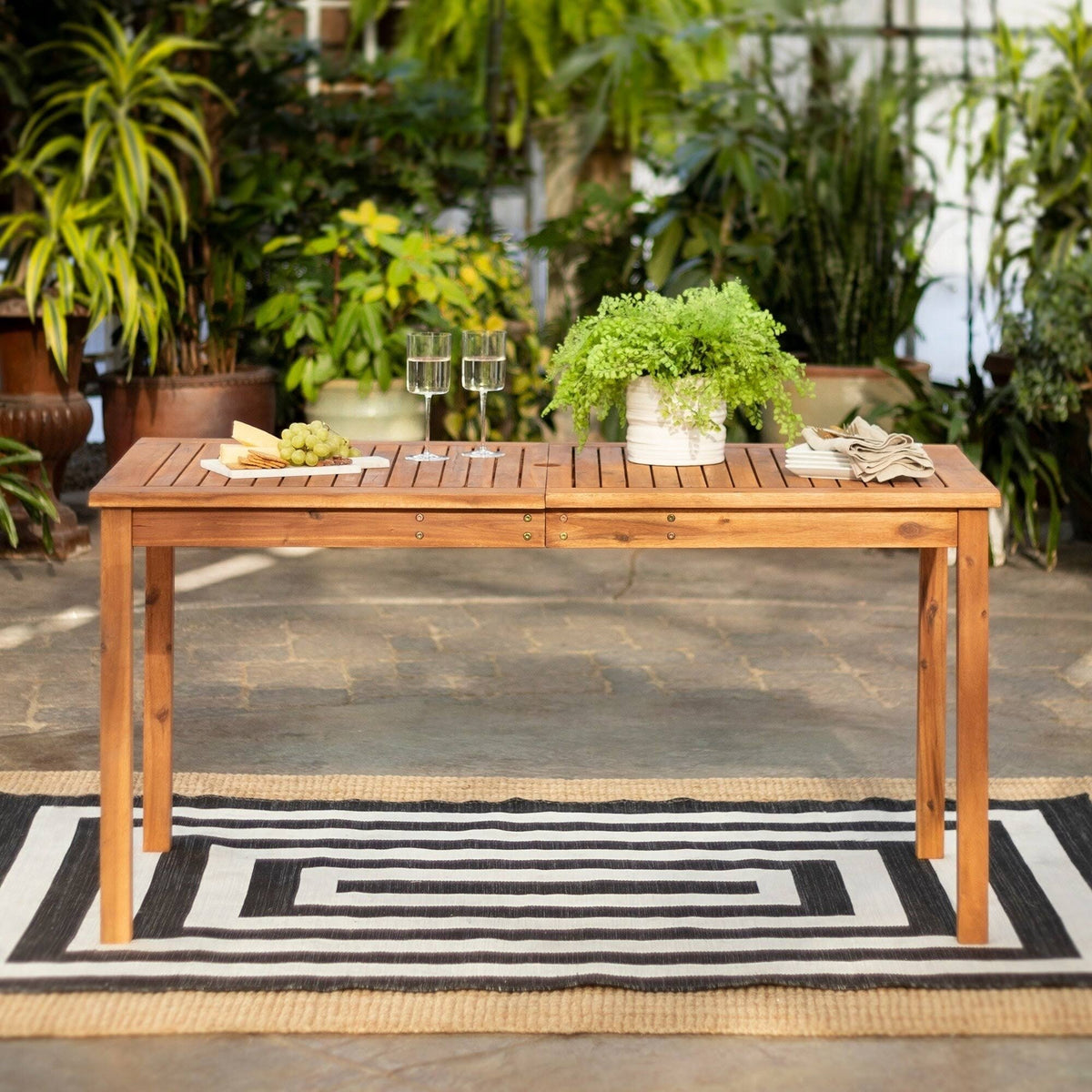 Brown Acacia Wood Patio Dining Table L794758