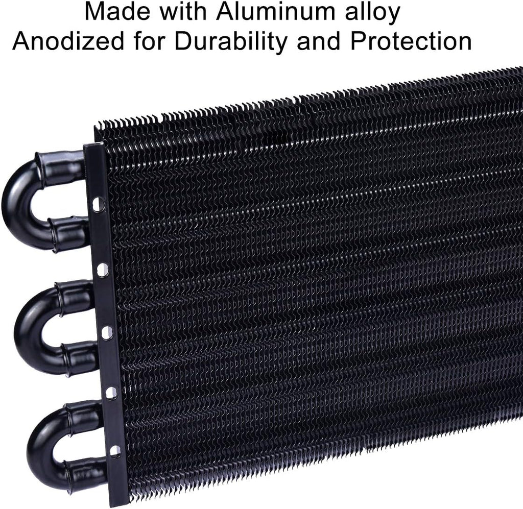 6 Pass Tube and Fin Transmission Cooler Universal 5/16" Oil Cooler Kit Aluminium Black Pack of 2 E64348