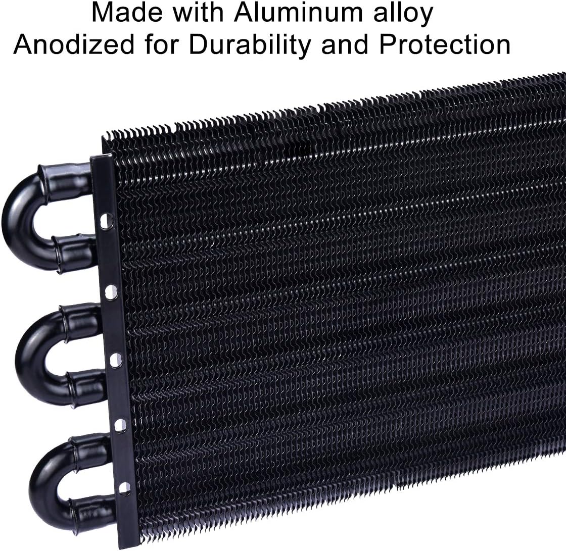 6 Pass Tube and Fin Transmission Cooler Universal 5/16" Oil Cooler Kit Aluminium Black Pack of 2 E64348