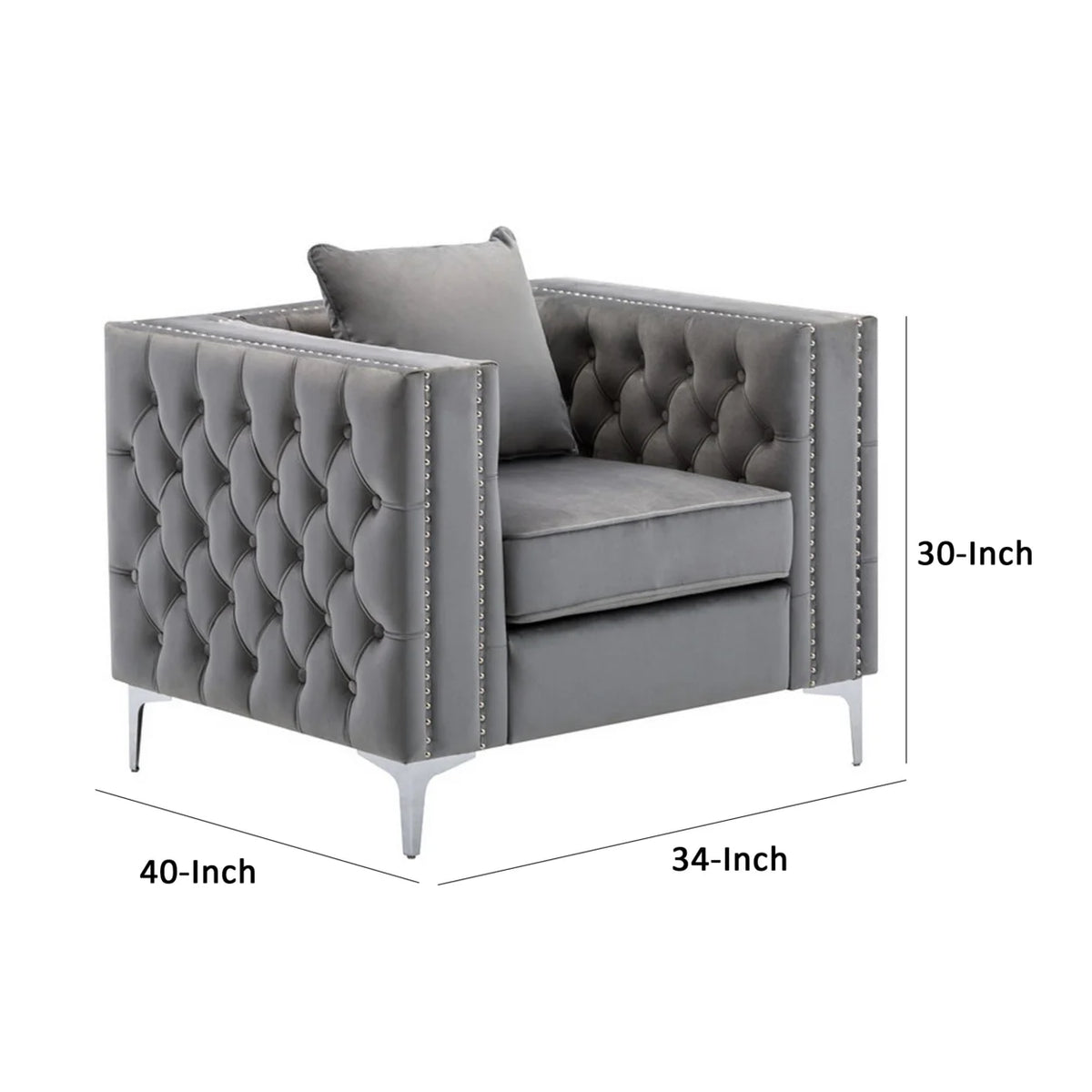 Gray Velvet Armchair D815