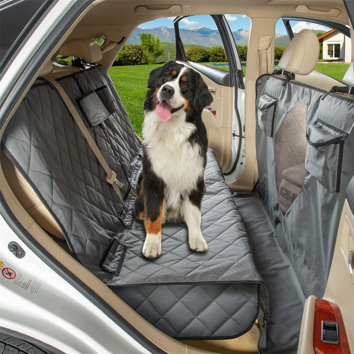 Grey X-Large Dog Car Seat Cover with Mesh Window S985