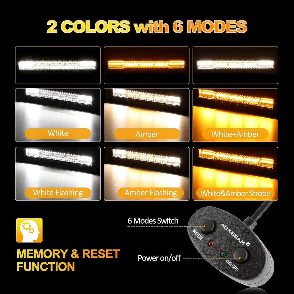 22 Inch 120W 6 Modes Amber White Flood Spot Combo LED Light Bar with Wiring Harness A489