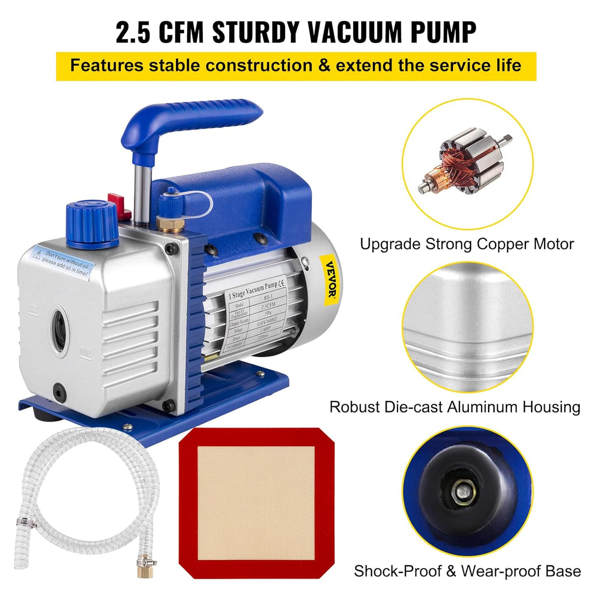 1.5 Gallon Stainless Steel Vacuum Chamber Kit with 2.5 CFM Vacuum Pump Y3054