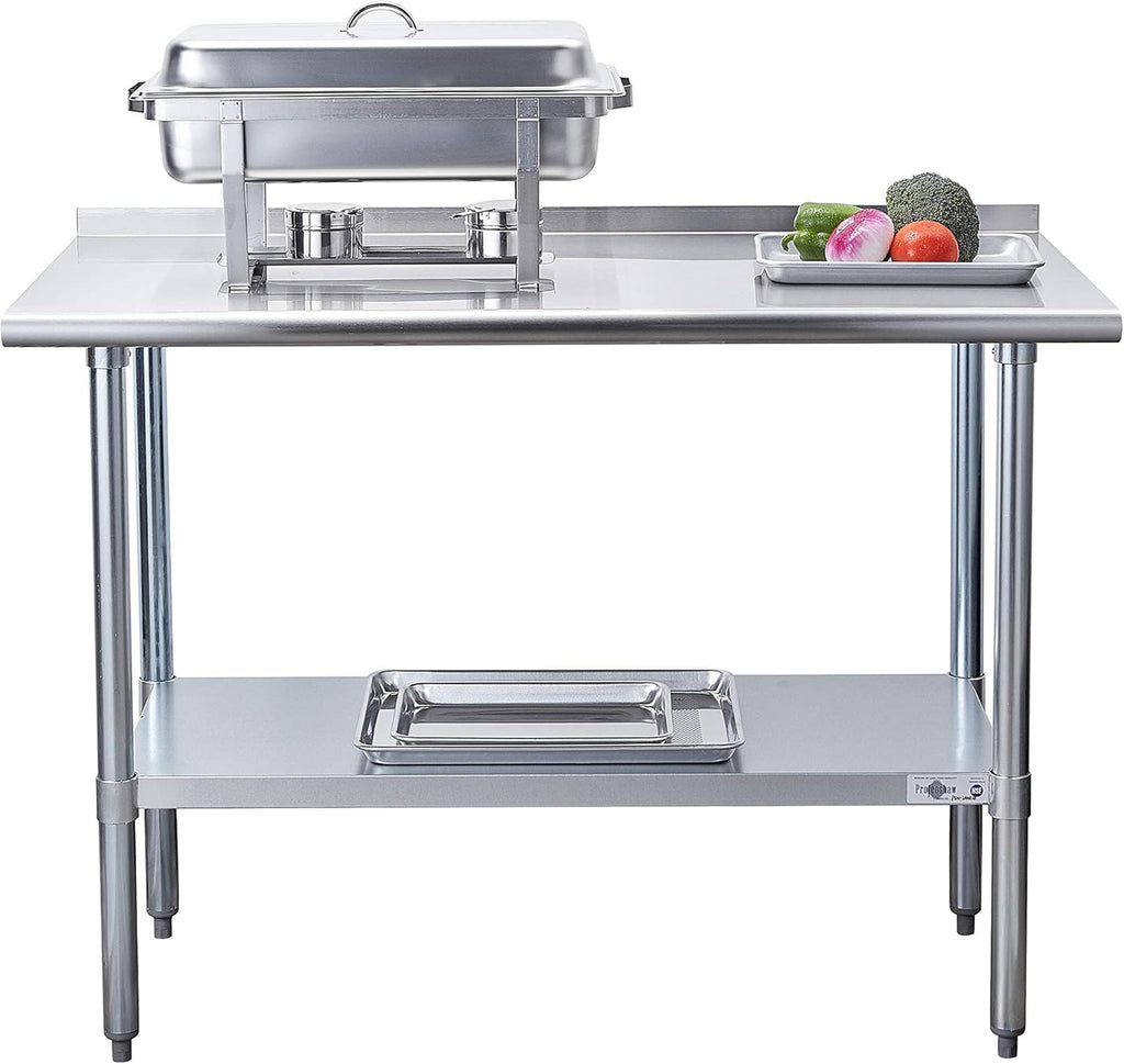 Stainless Steel Commercial Work Table with Backsplash and Undershelf 24×48 Inch B728880