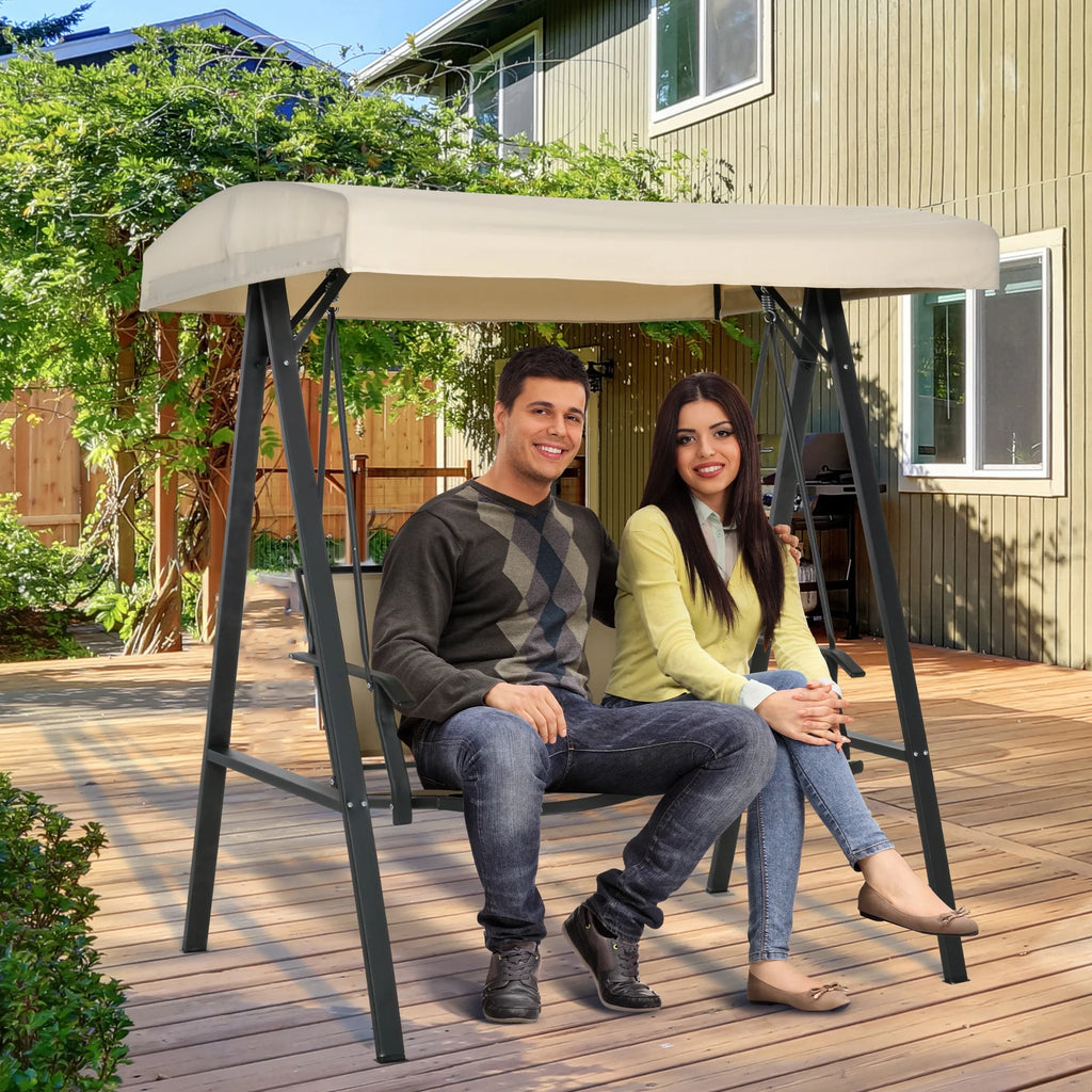 Beige 2-Person Patio Swing with Canopy S360809