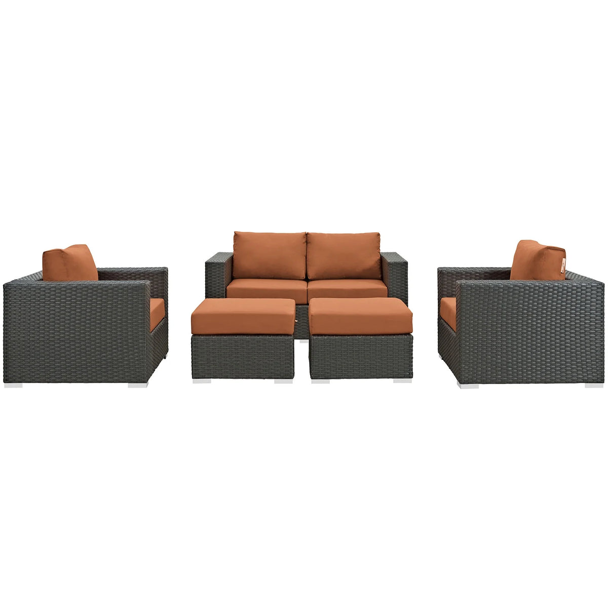 Orange Rattan Five PCS Sectional Sofa Set P4951
