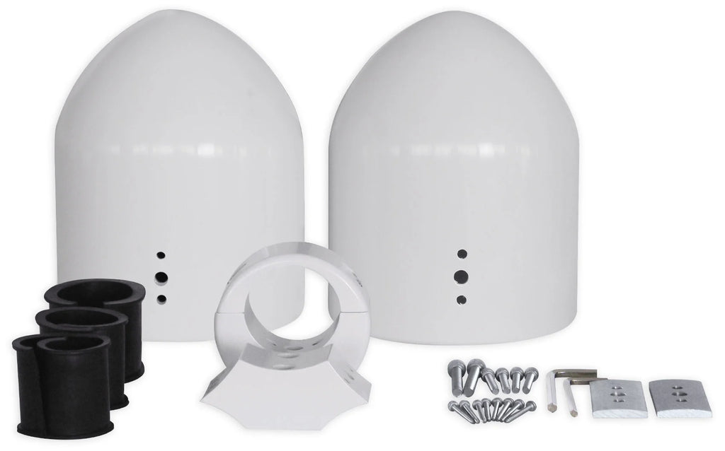 Dual 6.5" White Aluminum Wakeboard Tower Speaker Pods with Cover Y77566