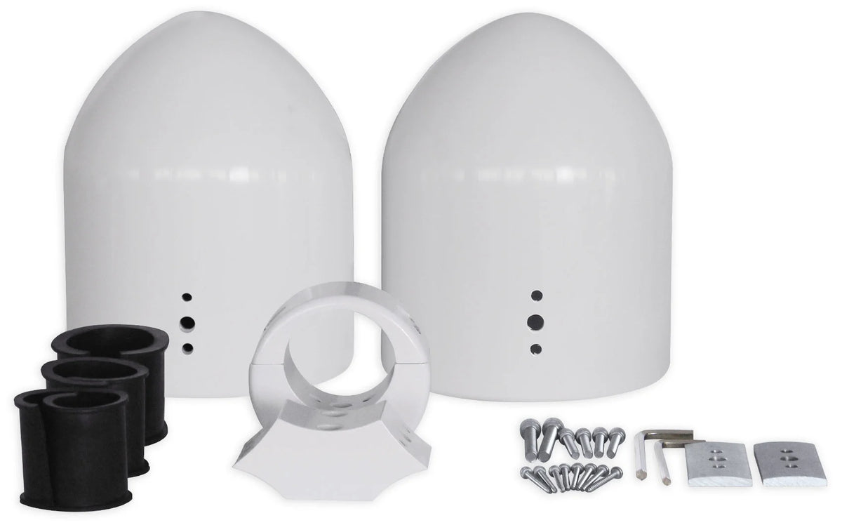 Dual 6.5" White Aluminum Wakeboard Tower Speaker Pods with Cover Y77566