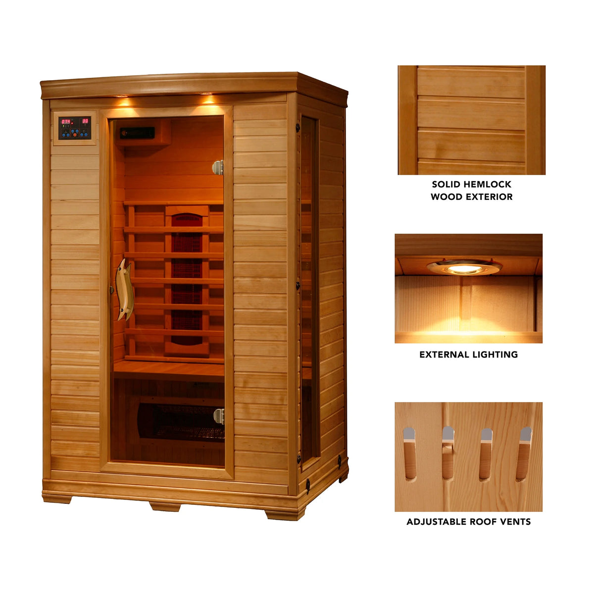 Hemlock Infrared Sauna with 5 Ceramic Heaters X78318