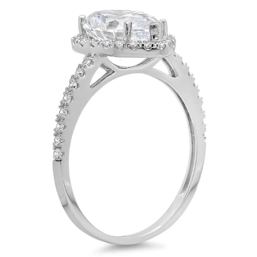 18K White Gold Halo Engagement Ring with Cultured Diamond A81043