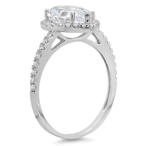 18K White Gold Halo Engagement Ring with Cultured Diamond A81043