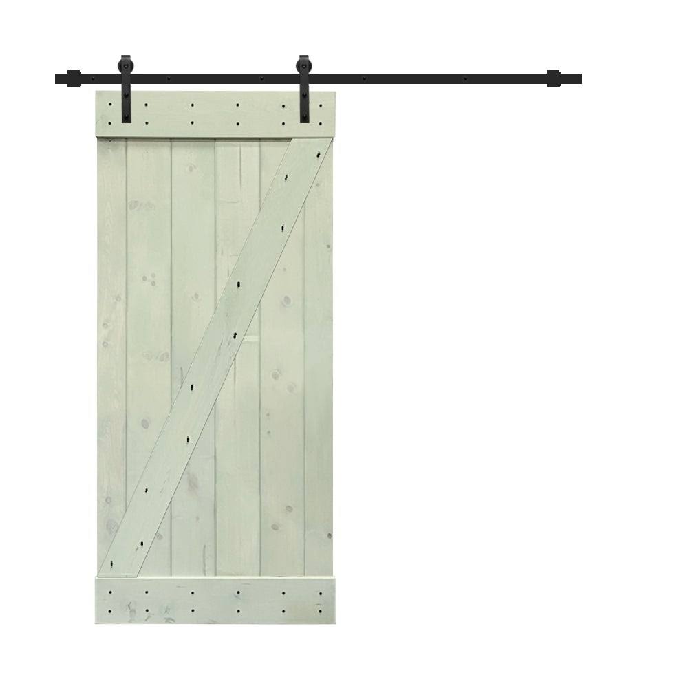 24 in. x 84 in. Red Walnut Stained Wood Interior Sliding Barn Door with Hardware Kit D2827