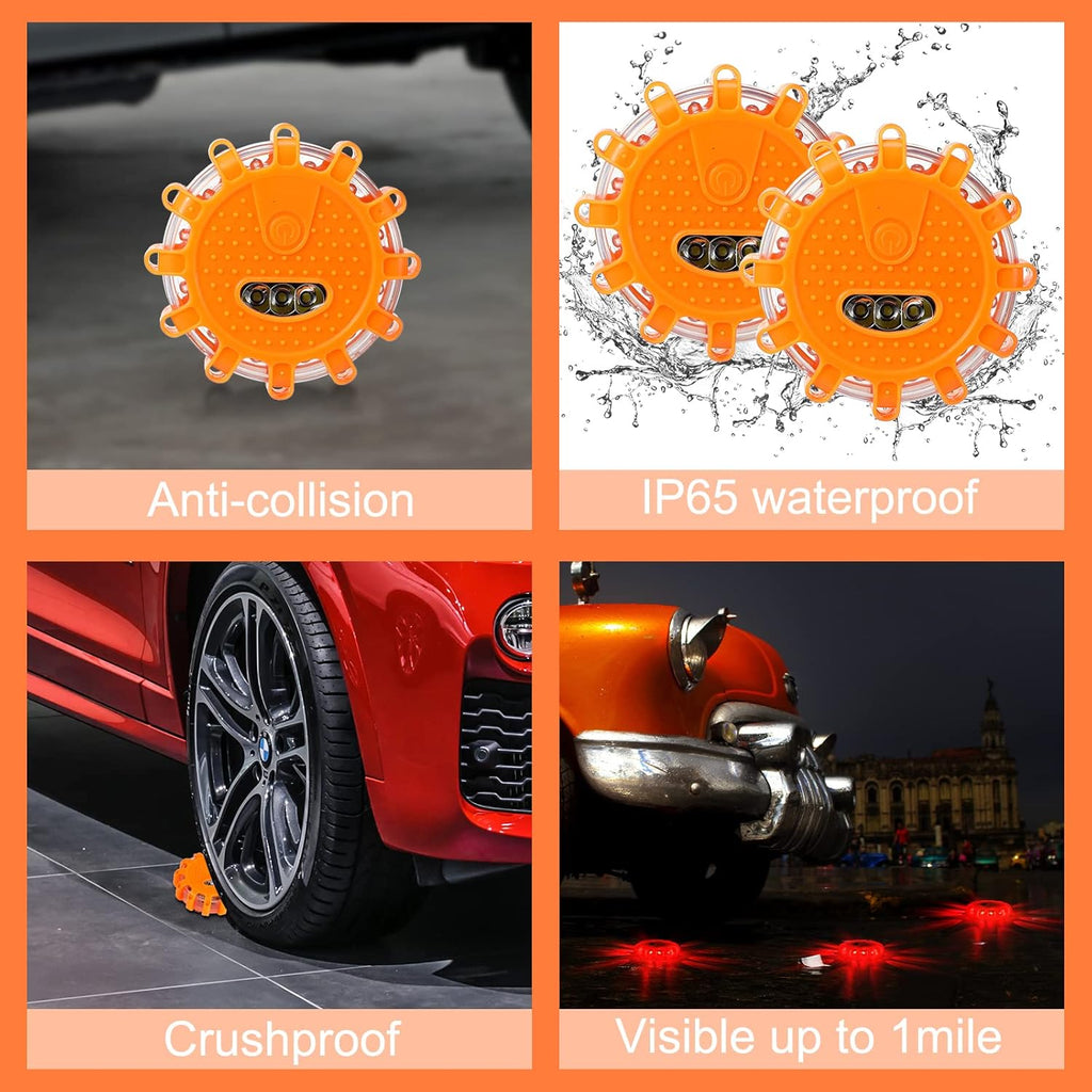 12 Pack LED Road Safety Flashing Warning Kit F8030