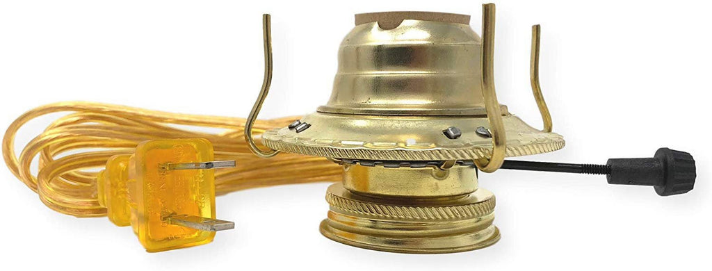 Electric Burner Conversion Kit with Brass Plate Burner and Gold Cord, Oil Lamp Parts (2) I72803