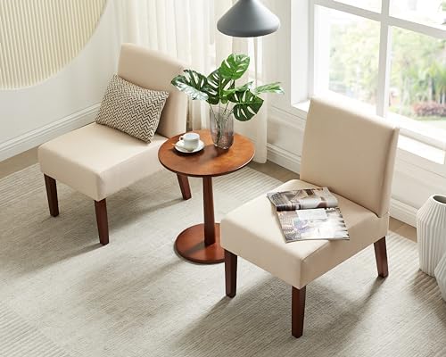 Beige Fabric Upholstered Accent Arm Chair with Wood C663680