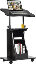 Mobile Laptop Podium Stand with Swivel Top Movable Wheels T5229