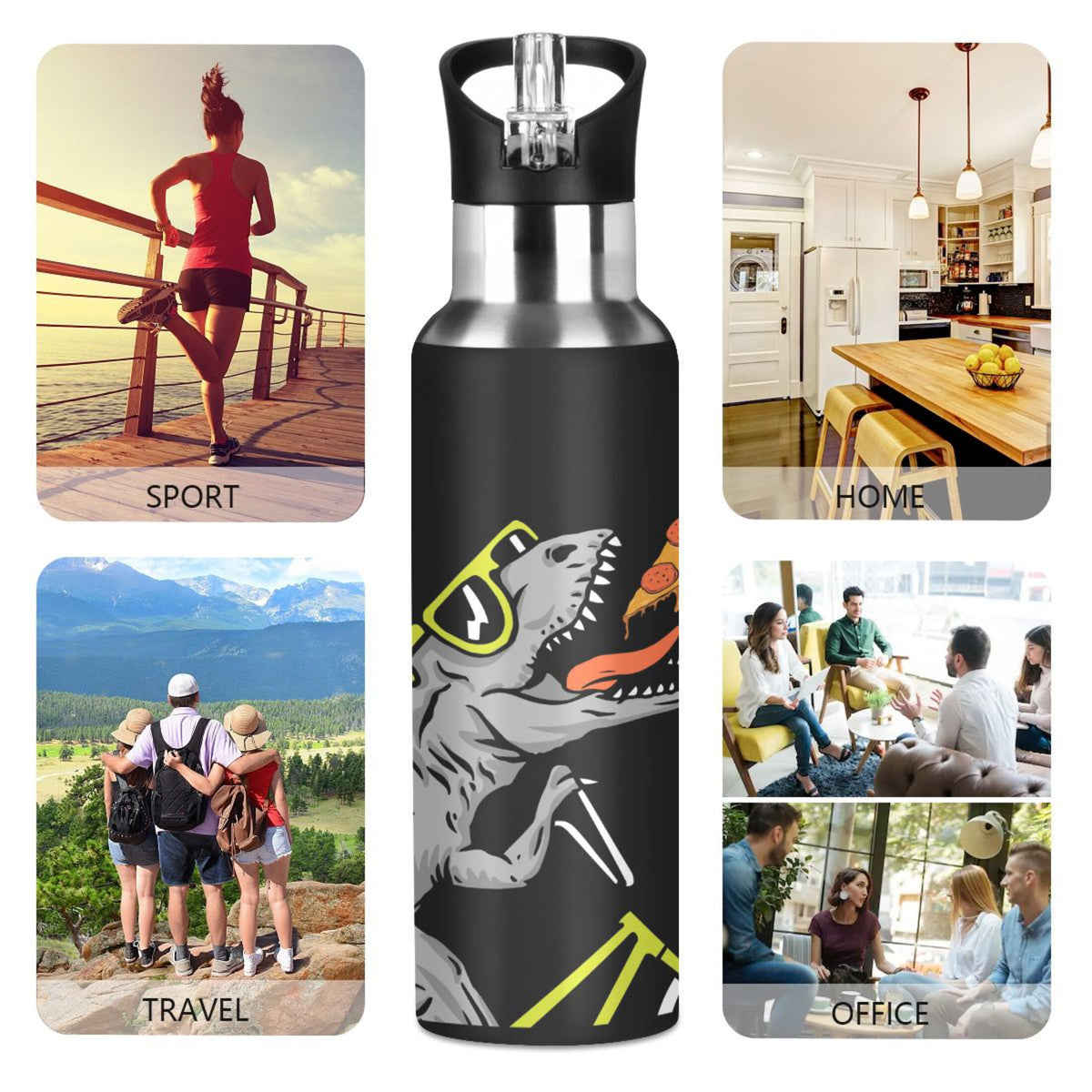 Stainless Steel Insulated Water Bottle with Straw Lid H549