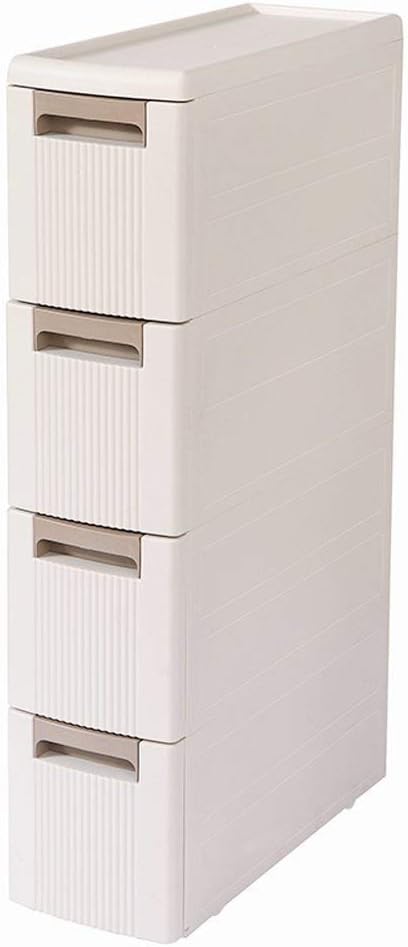 5 Storage Drawers Rolling Cart Organizer Plastic Unit on Wheels Narrow Slim Cabinet 17.7 x 7 x 38.8 Inches S971