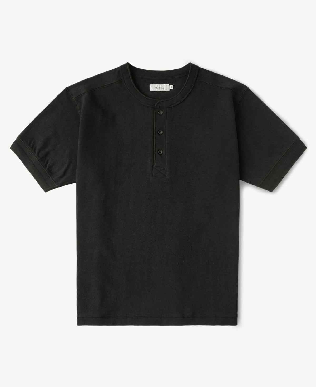 Heavyweight Cotton Tubular Short-Sleeve Henley Shirt