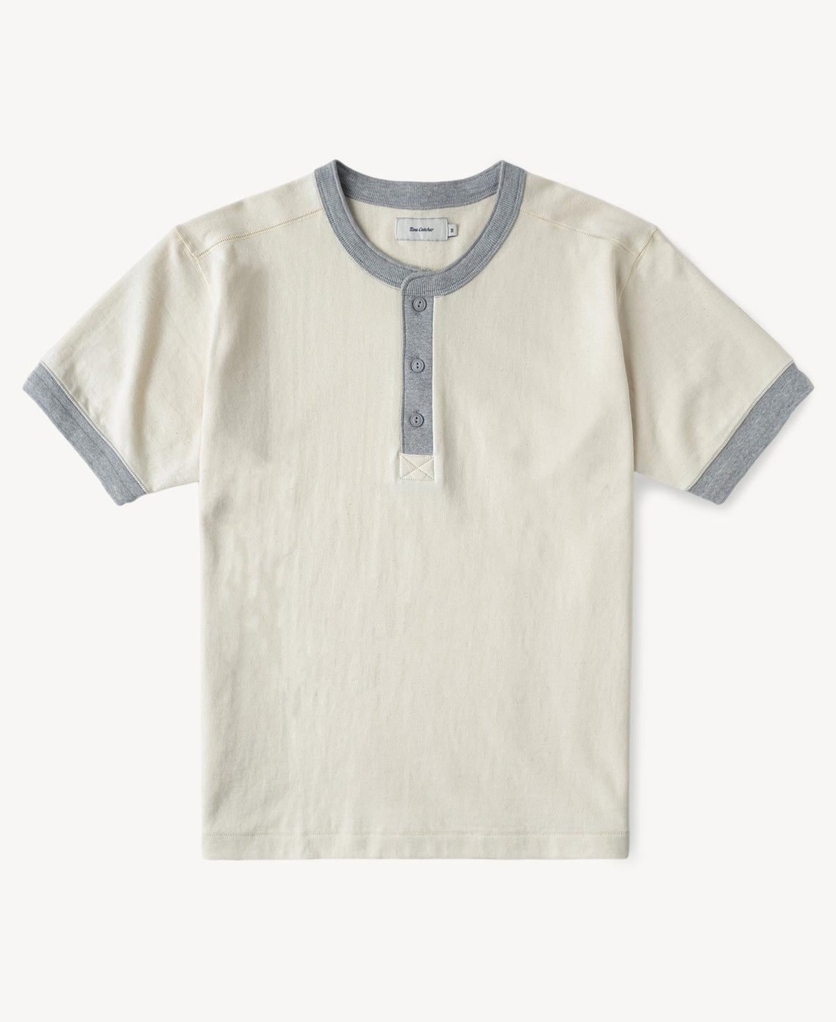 Heavyweight Cotton Tubular Short-Sleeve Henley Shirt