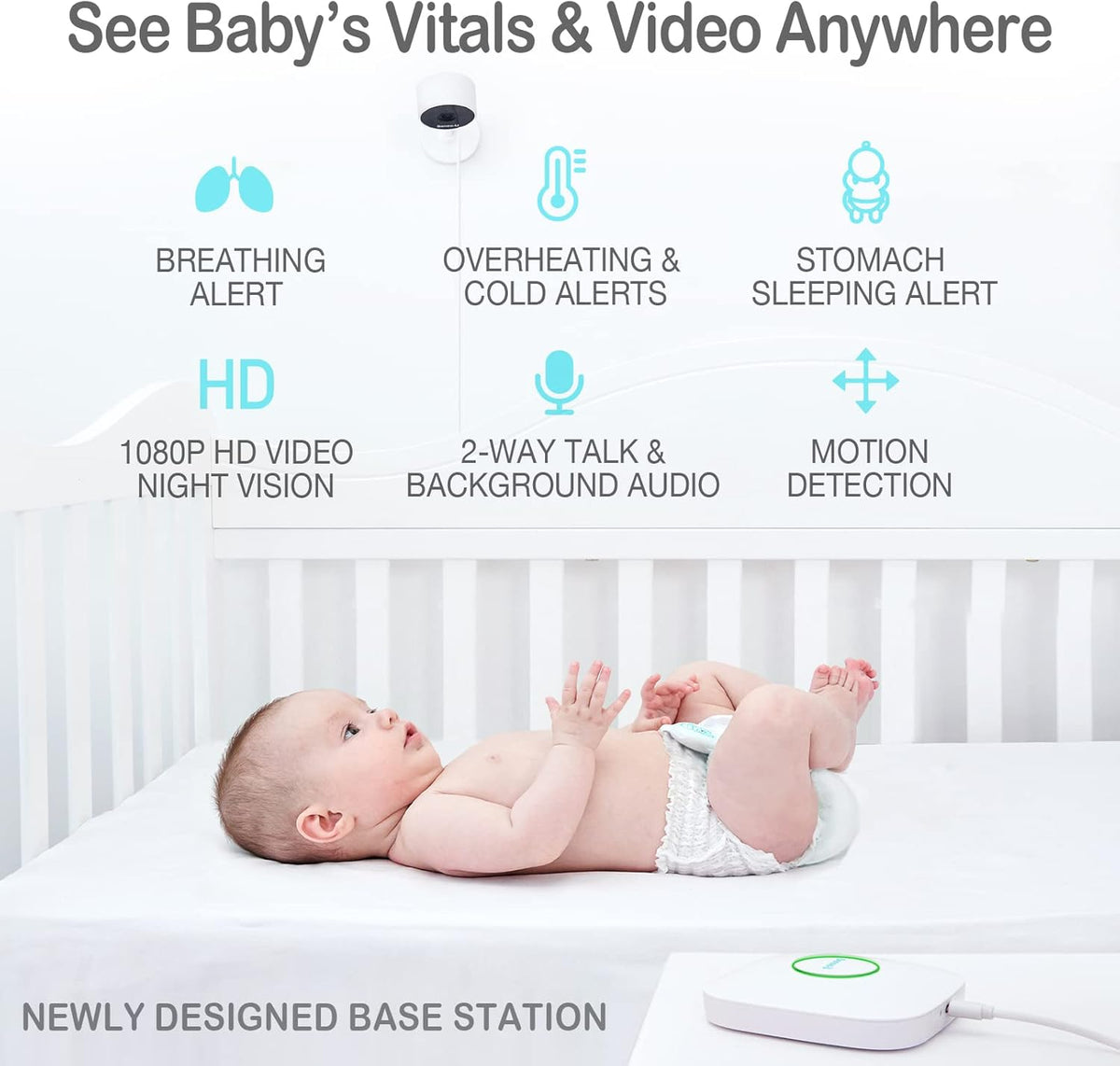 Green Video Baby Monitor with Breathing and Movement Sensor M256532