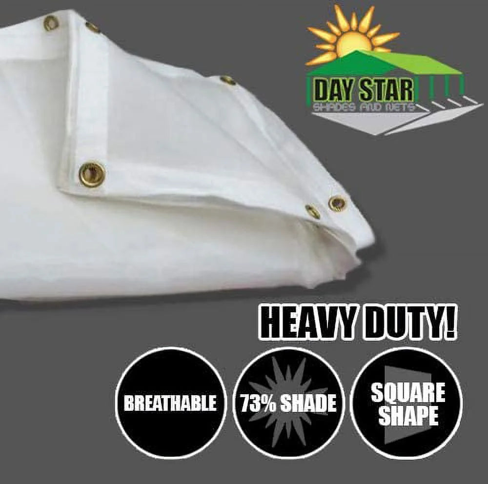 White Super Heavy Duty Mesh Tarp Sun Shade Awning and Fence Screen D332982