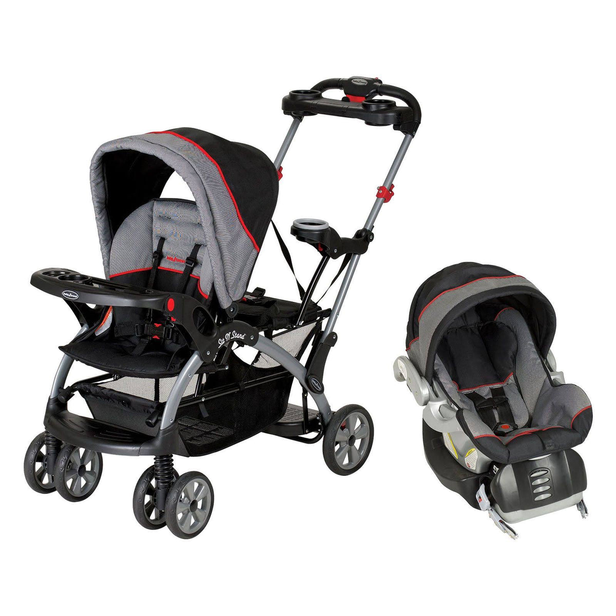 Sit N Stand Platform Canopy Ultra Stroller Travel System with Car Seat N481
